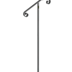 VEVOR Single Post Handrail Wrought Iron Post Mount Step Grab Supports in Ground Long Post Fits 1 or 2 Steps Grab Rail Single Post Railing (Gray)