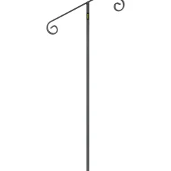 VEVOR Single Post Handrail Wrought Iron Post Mount Step Grab Supports in Ground Long Post Fits 1 or 2 Steps Grab Rail Single Post Railing (Gray)