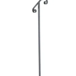 VEVOR Single Post Handrail Wrought Iron Post Mount Step Grab Supports in Ground Long Post Fits 1 or 2 Steps Grab Rail Single Post Railing (Gray)