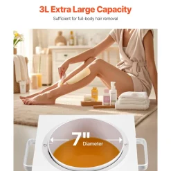 VEVOR Single Pot Wax Warmer, 3000ML 300W Professional Wax Warmer for Hair Removal, 32 ℉ - 212℉ Adjustable Electric Waxing Heater with 100PCS Waxing Sticks for Home Use, Beauty Salon, Spa