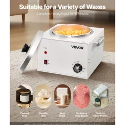 VEVOR Single Pot Wax Warmer, 3000ML 300W Professional Wax Warmer for Hair Removal, 32 ℉ - 212℉ Adjustable Electric Waxing Heater with 100PCS Waxing Sticks for Home Use, Beauty Salon, Spa