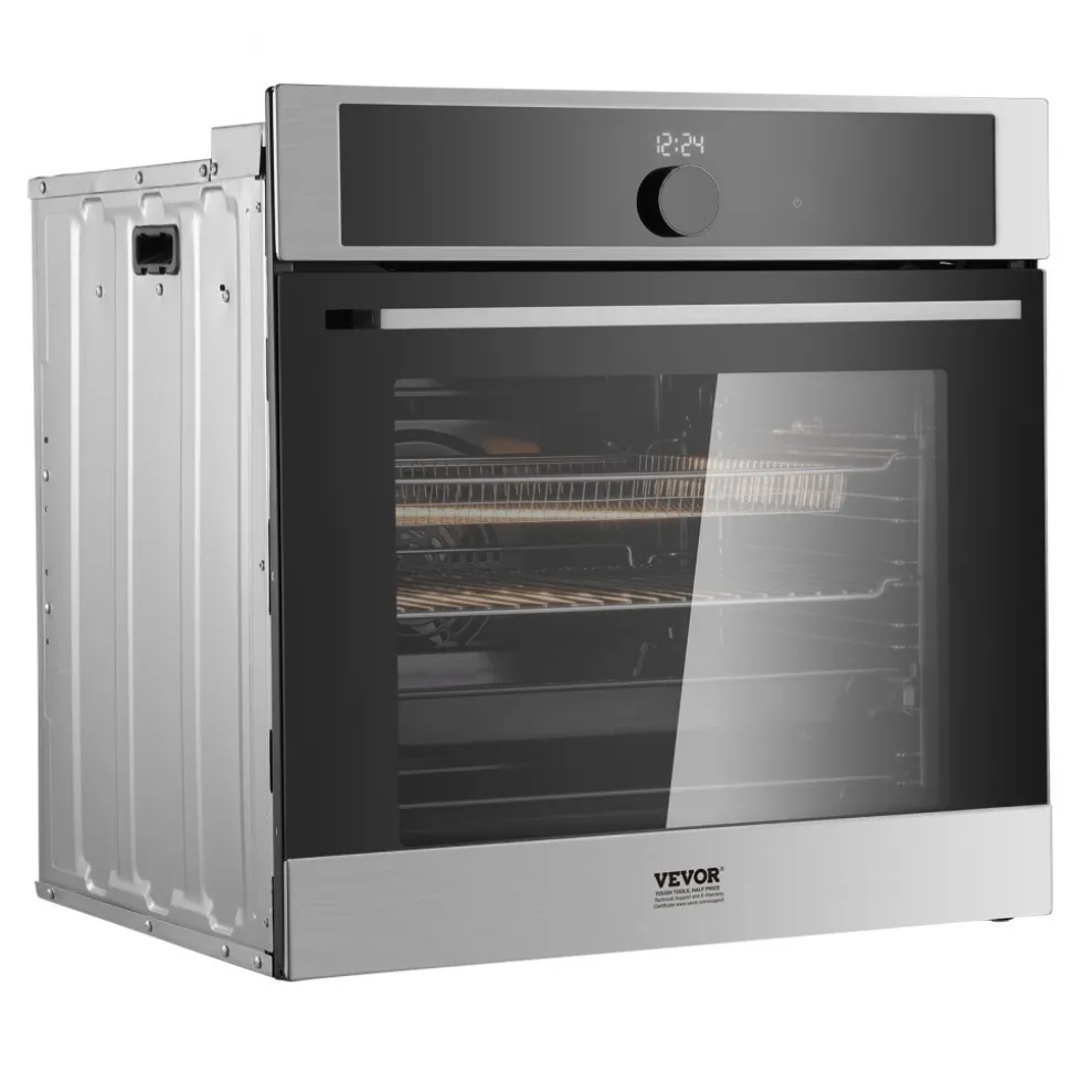VEVOR Single Wall Oven, 24" Electric Built-in Wall Oven with 16 Cooking Functions, 2.68 Cu.Ft Electric Wall Ovens with Timer, 3150W Electric Oven with Baking Rack and Tray, for Kitchen