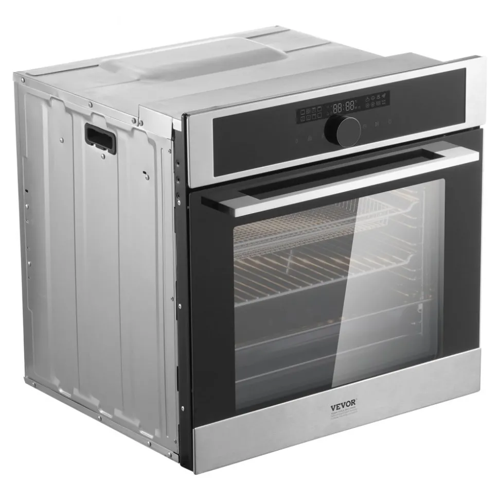 VEVOR Single Wall Oven, 24" Electric Built-in Wall Oven with 16 Cooking Functions, 2.68 Cu.Ft Electric Wall Ovens with Timer, 3150W Electric Oven with Baking Rack and Tray, for Kitchen