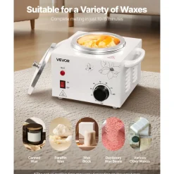 VEVOR Single Wax Warmer, 600ML Professional Wax Warmer for Hair Removal, 32 ℉ to 176℉ Adjustable Electric Waxing Heater Pot with 100PCS Waxing Sticks for Home Use, Beauty Salon, Spa