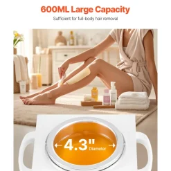 VEVOR Single Wax Warmer, 600ML Professional Wax Warmer for Hair Removal, 32 ℉ to 176℉ Adjustable Electric Waxing Heater Pot with 100PCS Waxing Sticks for Home Use, Beauty Salon, Spa
