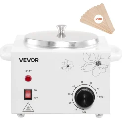 VEVOR Single Wax Warmer, 600ML Professional Wax Warmer for Hair Removal, 32 ℉ to 176℉ Adjustable Electric Waxing Heater Pot with 100PCS Waxing Sticks for Home Use, Beauty Salon, Spa