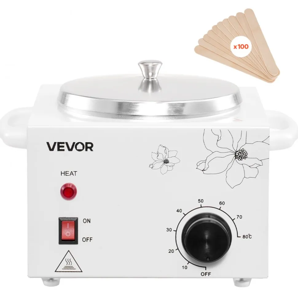 VEVOR Single Wax Warmer, 600ML Professional Wax Warmer for Hair Removal, 32 ℉ to 176℉ Adjustable Electric Waxing Heater Pot with 100PCS Waxing Sticks for Home Use, Beauty Salon, Spa