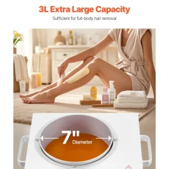 VEVOR Single Wax Warmer, 3000ML 300W Professional Wax Warmer for Hair Removal, 32 ℉- 248 ℉ Adjustable & Non-Stick Waxing Heater Pot with 100PCS Waxing Sticks for Home Use, Beauty Salon, Spa