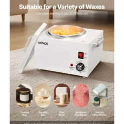 VEVOR Single Wax Warmer, 3000ML 300W Professional Wax Warmer for Hair Removal, 32 ℉ to 248 ℉ Adjustable Electric Waxing Heater Pot with 100PCS Sticks & 50PCS Papers for Home Use, Beauty Salon, Spa