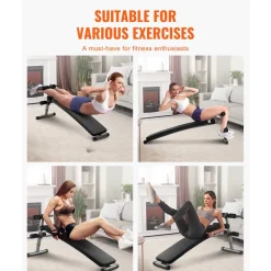 VEVOR Sit Up Bench, Folding Curved Decline Ab Bench, with 5 Adjustable Height Settings, Heavy-Duty Steel, Non-Slip Design, 500 Lbs Capacity for Home Gym Workouts, Strength Training, Full Body Muscles