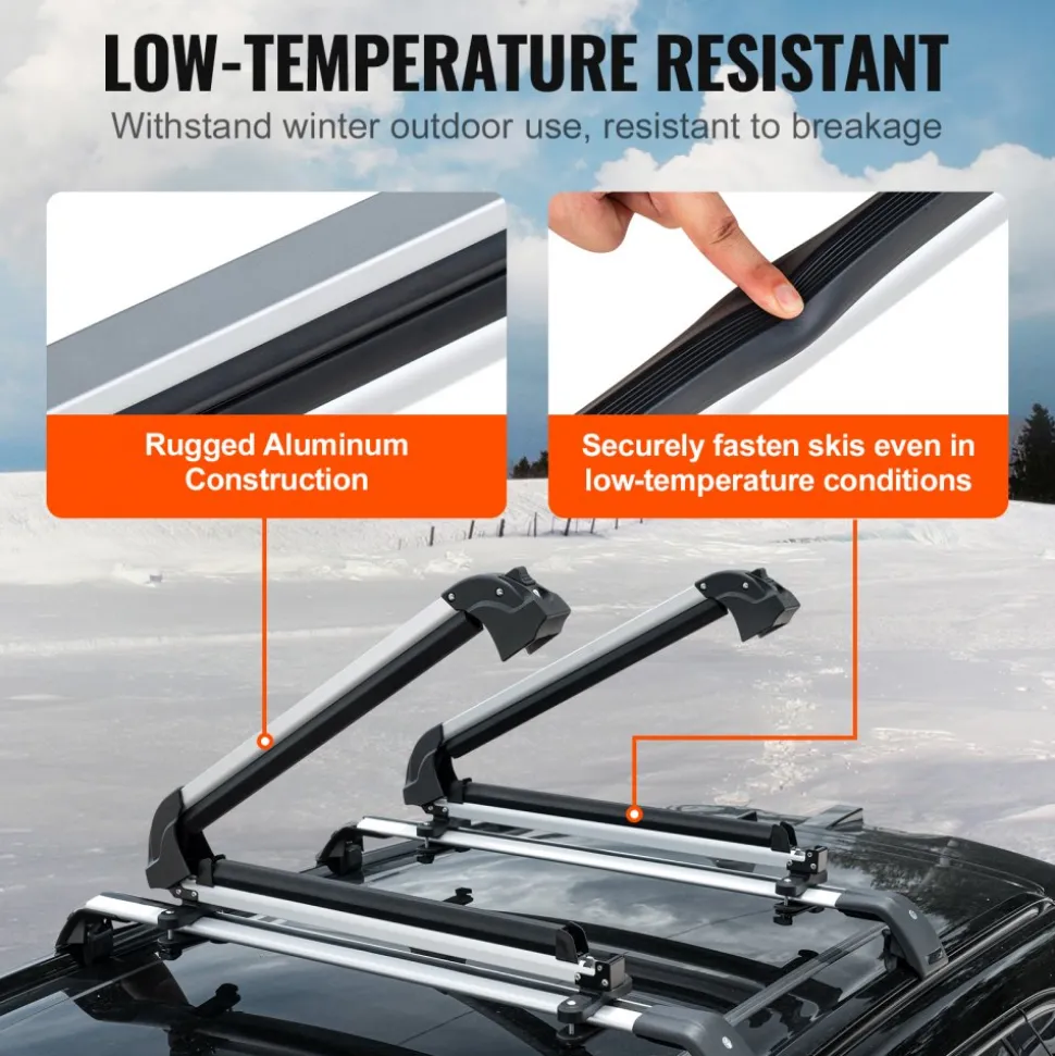 VEVOR Ski and Snowboard Roof Rack, 31.7-Inch Universal Ski Rack for Car Roof Fit Most Crossbars, Carry up to 6 Pairs of Skis or 4 Snowboards, Aluminum Snowboard Ski Rack with Lock & Rubber Padding
