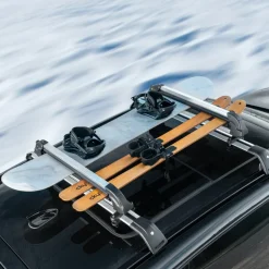 VEVOR Ski and Snowboard Roof Rack, 31.7-Inch Universal Ski Rack for Car Roof Fit Most Crossbars, Carry up to 6 Pairs of Skis or 4 Snowboards, Aluminum Snowboard Ski Rack with Lock & Rubber Padding