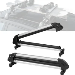 VEVOR Ski and Snowboard Roof Rack, 31.7-Inch Universal Ski Rack for Car Roof Fit Most Crossbars, Carry up to 6 Pairs of Skis or 4 Snowboards, Aluminum Snowboard Ski Rack with Lock & Rubber Padding