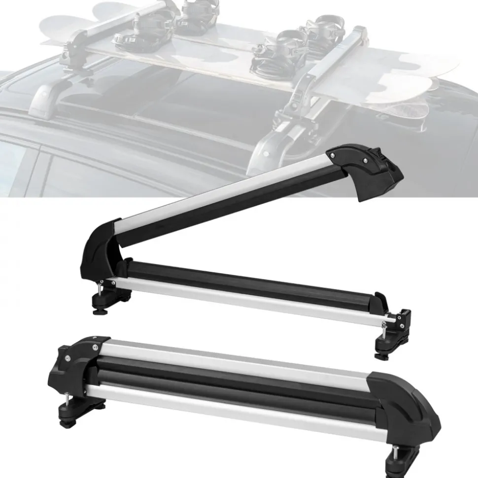 VEVOR Ski and Snowboard Roof Rack, 31.7-Inch Universal Ski Rack for Car Roof Fit Most Crossbars, Carry up to 6 Pairs of Skis or 4 Snowboards, Aluminum Snowboard Ski Rack with Lock & Rubber Padding