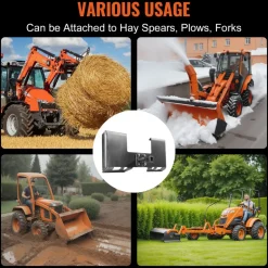 VEVOR Skid Steer Attachment Plate, 3/8" Skid Steer Mount Plate with 2.28" Hitch Receiver, 7000lbs Quick Attachment Loader Plates, Compatible with Deere, Kubota, Bobcat, Mahindra Skids Steers, Tractor