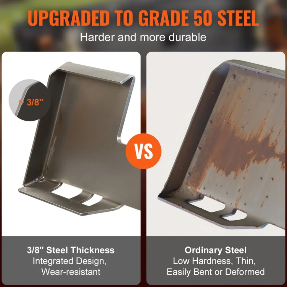 VEVOR Skid Steer Attachment Plate, 3/8" Skid Steer Mount Plate with 2.28" Hitch Receiver, 7000lbs Quick Attachment Loader Plates, Compatible with Deere, Kubota, Bobcat, Mahindra Skids Steers, Tractor