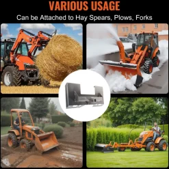 VEVOR Skid Steer Attachment Plate, 1/4" Thick Skid Steer Mount Plate with 2.28" Hitch Receiver, 3000 LBS Quick Attachment Loader Plates, Compatible with Deere, Kubota, Bobcat, Mahindra Steer, Tractor