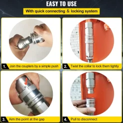 VEVOR Skid Steer Hydraulic Quick Connect 1/2" Body Hydraulic Coupler 1/2" NPT Hydraulic Coupling Quick Connect 8 Pairs Hydraulic Quick Coupler 27.6 MPa (ISO 16028) (8 Pairs)