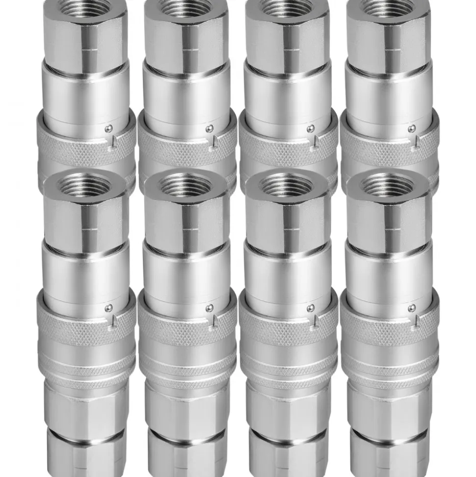 VEVOR Skid Steer Hydraulic Quick Connect 1/2" Body Hydraulic Coupler 1/2" NPT Hydraulic Coupling Quick Connect 8 Pairs Hydraulic Quick Coupler 27.6 MPa (ISO 16028) (8 Pairs)