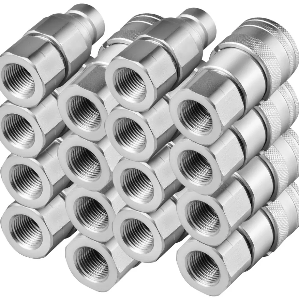 VEVOR Skid Steer Hydraulic Quick Connect 1/2" Body Hydraulic Coupler 1/2" NPT Hydraulic Coupling Quick Connect 8 Pairs Hydraulic Quick Coupler 27.6 MPa (ISO 16028) (8 Pairs)