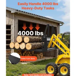 VEVOR Skid Steer Pallet Fork Frame, 4000 lbs Rated Capacity, 45-inch Pallet Fork Frame Attachments with 2-inch Hitch Receiver & Spear Sleeves, Fit for Quick Attach Tractor Loaders, Frame Only