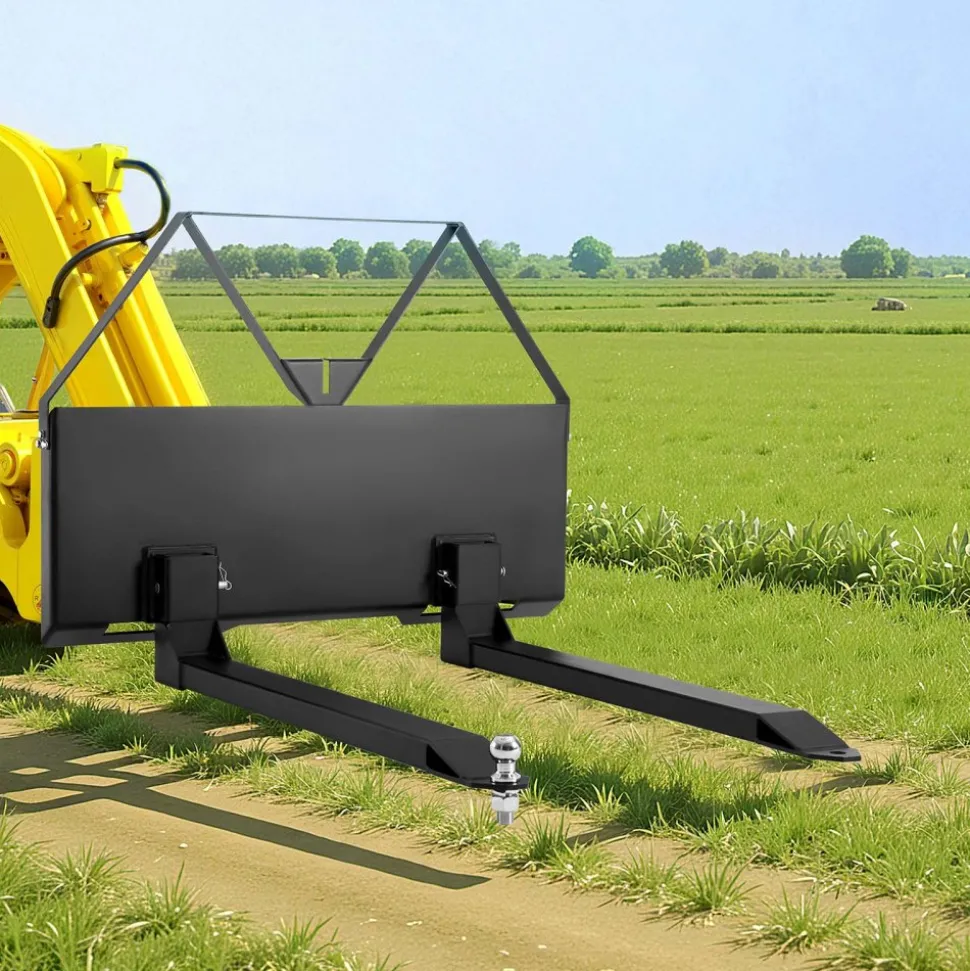 VEVOR Skid Steer Pallet Forks, 2600 lbs Rated Capacity, Pallet Fork Frame Attachment with 48-inch Pallet Forks Blades, 1-7/8 inch Ball Hitch Receiver, Quick Tach Connection for Skid Steers, Tractors