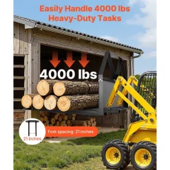 VEVOR Skid Steer Pallet Forks, 2600 lbs Rated Capacity, Pallet Fork Frame Attachment with 48-inch Pallet Forks Blades, 1-7/8 inch Ball Hitch Receiver, Quick Tach Connection for Skid Steers, Tractors