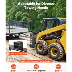 VEVOR Skid Steer Pallet Frame, 4000 lbs Rated Load Capacity, 45-inch Pallet Fork Frame Attachments with 2-inch Hitch Receiver & Spear Sleeves, Fit for Loaders Tractors Quick Attach Mount, Frame Only
