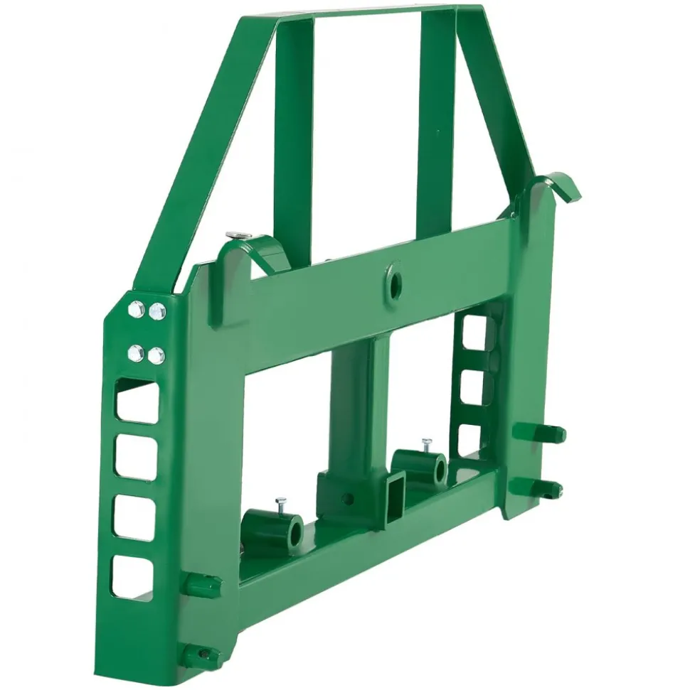 VEVOR Skid Steer Pallet Frame, 4000 lbs Rated Load Capacity, 45-inch Pallet Fork Frame Attachments with 2-inch Hitch Receiver & Spear Sleeves, Fit for John Deere Loaders Quick Attach Mount, Frame Only