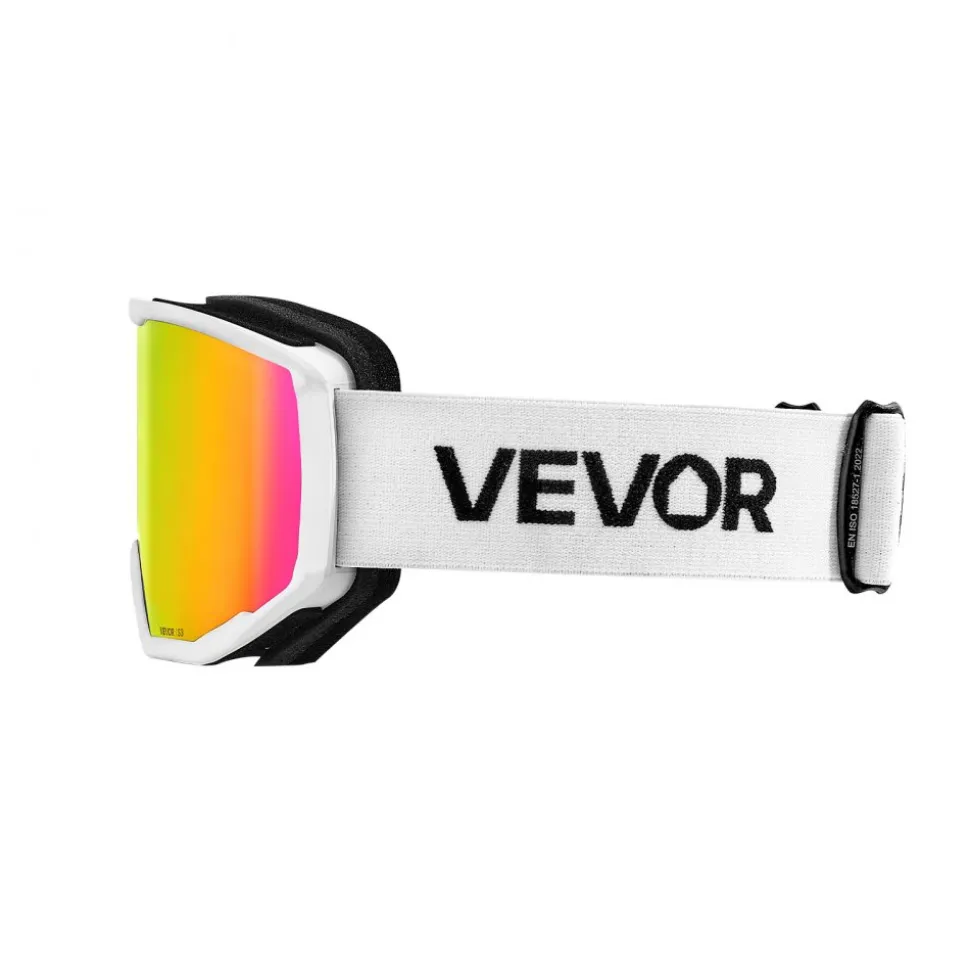 VEVOR Ski Goggles, Cylindrical Lens with Pink Revo Coating, OTG Anti fog Snow Goggles for Men Women Youth, TPU Frame & Ventilation Structure, Suitable for Skiing, Skating, Snowboarding, Cycling
