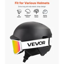 VEVOR Ski Goggles, Cylindrical Lens with Pink Revo Coating, OTG Anti fog Snow Goggles for Men Women Youth, TPU Frame & Ventilation Structure, Suitable for Skiing, Skating, Snowboarding, Cycling
