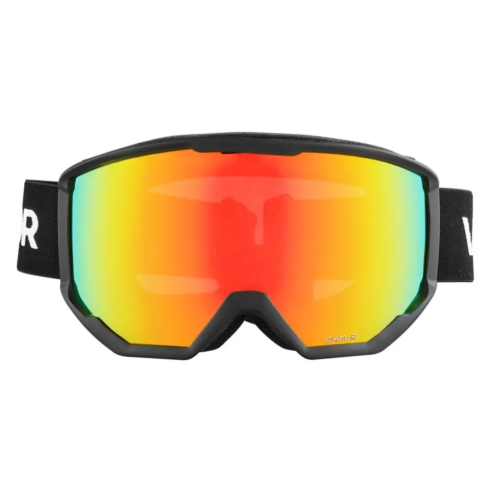 VEVOR Ski Goggles, Cylindrical Lens with Orange Revo Coating, OTG Anti fog Snow Goggles for Men Women Youth, TPU Frame & Ventilation Structure, Suitable for Skiing, Skating, Snowboarding, Cycling