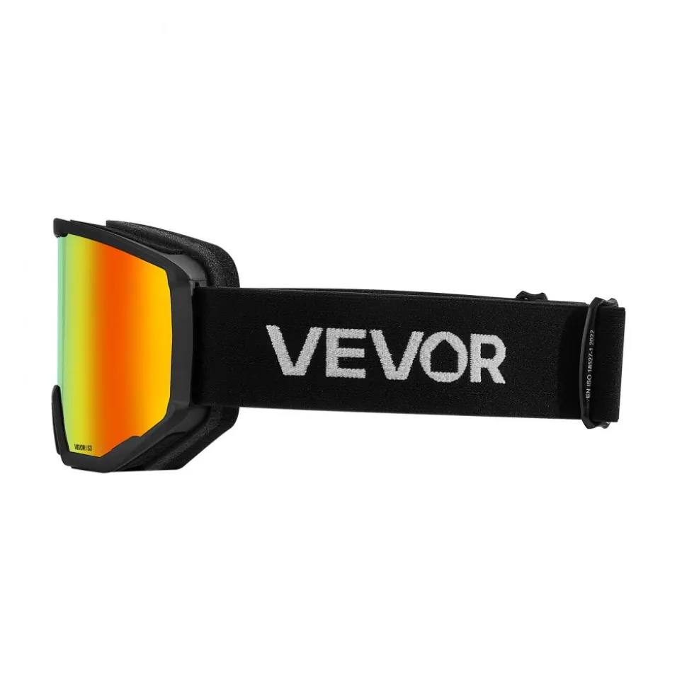 VEVOR Ski Goggles, Cylindrical Lens with Orange Revo Coating, OTG Anti fog Snow Goggles for Men Women Youth, TPU Frame & Ventilation Structure, Suitable for Skiing, Skating, Snowboarding, Cycling