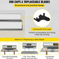 VEVOR Skimming Blade,24 inch Smoothing Knife, European Stainless Steel Construction Knife, Aluminum Blade Profile Smoothing Knockdown Spatula for Gyprock/Drywall/Wall-Board