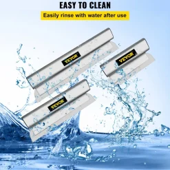 VEVOR Skimming Blade Set,25+40+60 cm Blades + 35"-78" Extension Handle，European Stainless Steel Construction Knife, Aluminum Blade Profile Smoothing Knockdown Spatula for Gyprock/Drywall/Wall-Boa