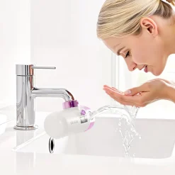 VEVOR Skincare Water Filter, Faucet Mount Water Filters with Micro-nano Bubble for Skin, Sink Tap Purifier, Removes Chlorine with 1 Filter, for Kitchen and Bathroom Faucets, Pink + Gold