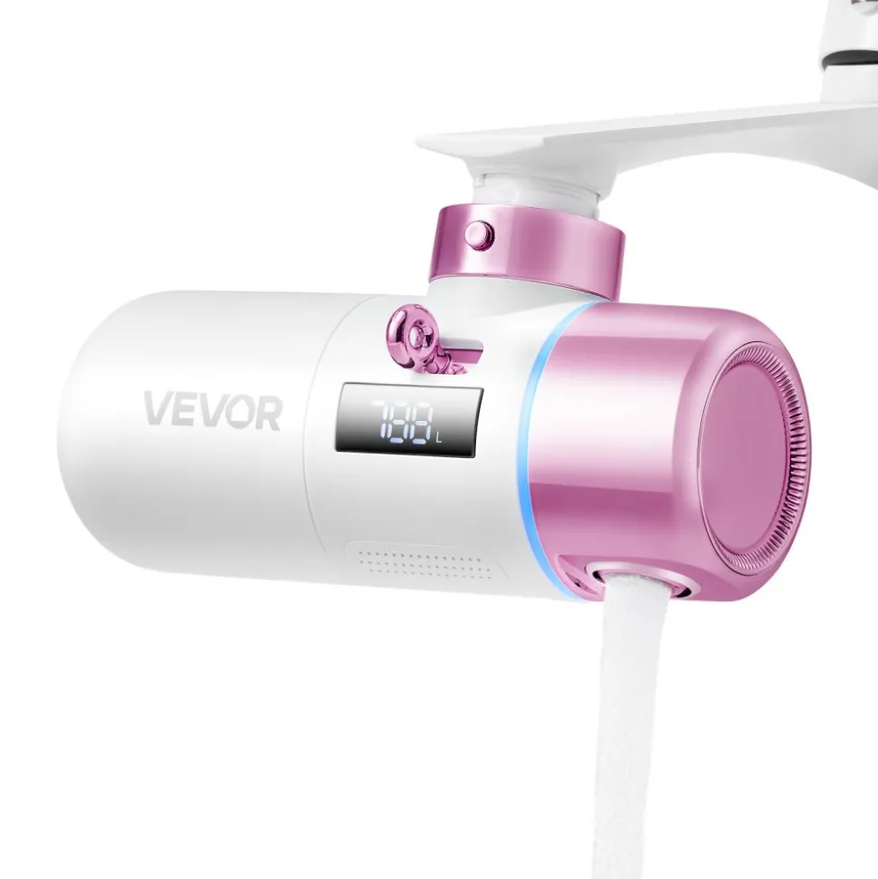 VEVOR Skincare Water Filter, Faucet Mount Water Filters with Micro-nano Bubble for Skin, Sink Tap Purifier, Removes Chlorine with 1 Filter, for Kitchen and Bathroom Faucets, Pink + Gold