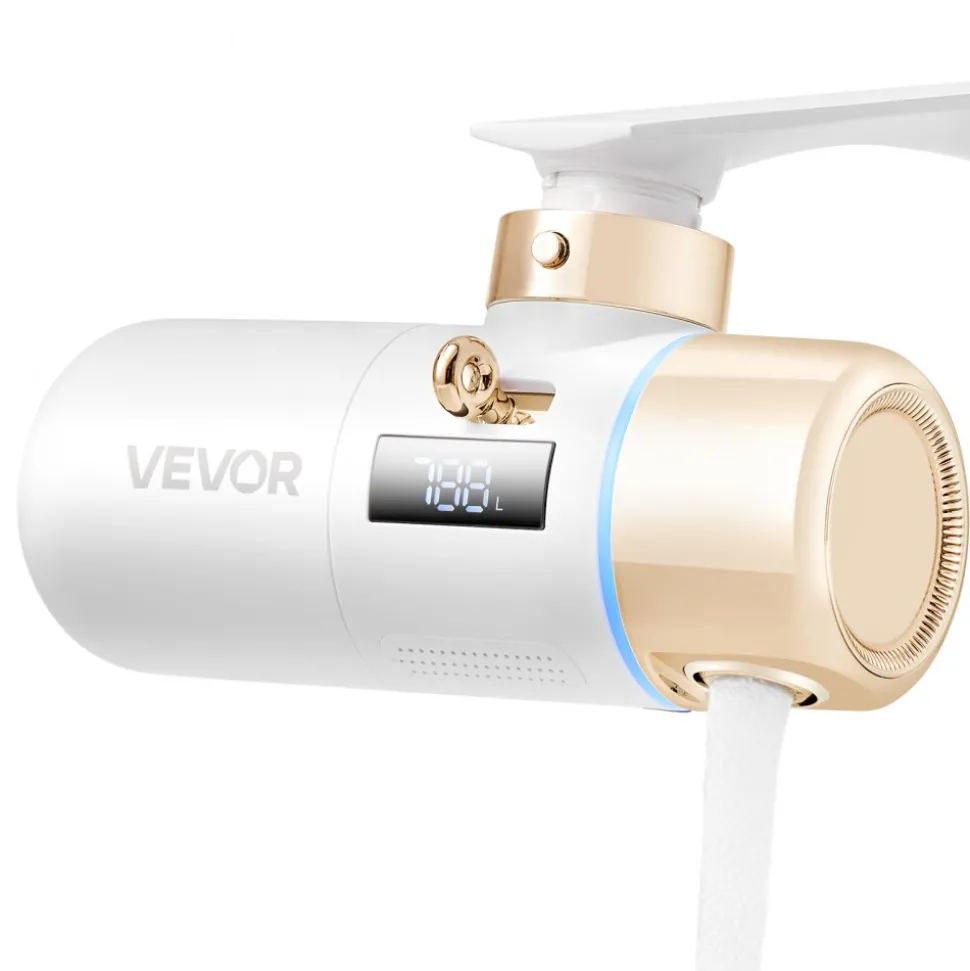 VEVOR Skincare Water Filter, Faucet Mount Water Filters with Micro-nano Bubble for Skin, Sink Tap Purifier, Removes Chlorine with 1 Filter, for Kitchen and Bathroom Faucets, White + Gold