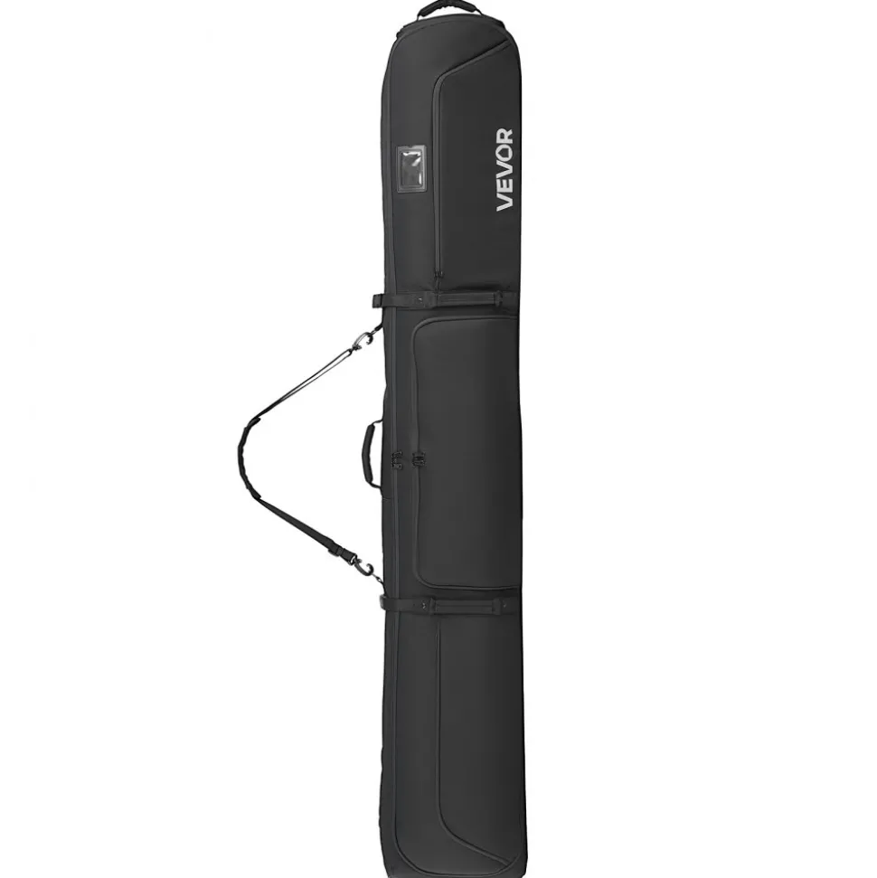 VEVOR Ski Roller Bag, Up to 74.8 in/190 cm, Padded Snowboard Bag with Wheels for Air Travel, 600D Waterproof Oxford Fabric, with Adjustable Straps, for Skis Poles Goggles Gloves Helmet Boots (Black)