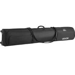 VEVOR Ski Roller Bag, Up to 68.9 in/175 cm, Padded Snowboard Bag with Wheels for Air Travel, 600D Waterproof Oxford Fabric, with Adjustable Straps, for Skis Poles Goggles Gloves Helmet Boots (Black)