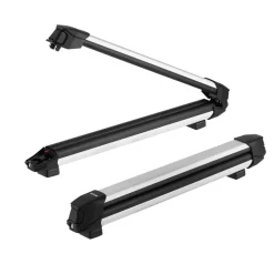 VEVOR Ski & Snowboard Roof Rack, Carry up to 6 Pairs of Skis or 4 Snowboards, 2 PCS Aluminum Universal Car Roof Rack Top Holder with Lock & Rubber Padding for Fishing Rod, Fit Most Slotted Crossbars