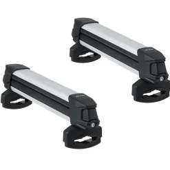 VEVOR Ski & Snowboard Roof Rack, Carry up to 4 Pairs of Skis or 2 Snowboards, 2 PCS Aluminum Universal Car Roof Rack Top Holder with Lock & Rubber Padding, Carrier for Fishing Rod, Fit Most Crossbars