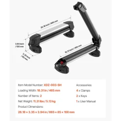 VEVOR Ski & Snowboard Roof Rack, Carry up to 4 Pairs of Skis or 2 Snowboards, 2 PCS Aluminum Universal Car Roof Rack Top Holder with Lock & Rubber Padding, Carrier for Fishing Rod, Fit Most Crossbars