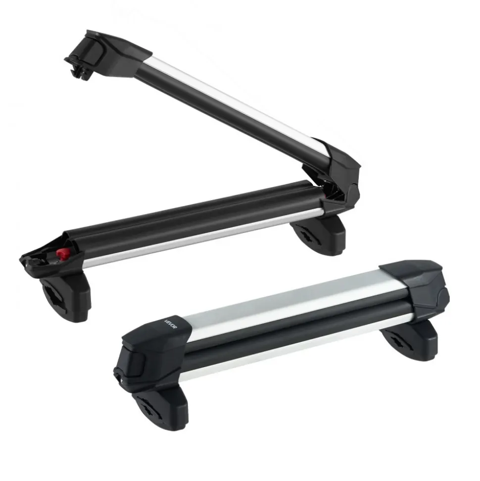 VEVOR Ski & Snowboard Roof Rack, Carry up to 4 Pairs of Skis or 2 Snowboards, 2 PCS Aluminum Universal Car Roof Rack Top Holder with Lock & Rubber Padding, Carrier for Fishing Rod, Fit Most Crossbars