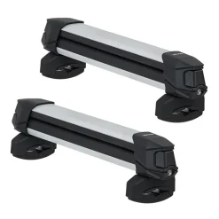 VEVOR Ski & Snowboard Roof Rack, Carry up to 4 Pairs of Skis or 2 Snowboards, 2 PCS Aluminum Universal Car Roof Rack Top Holder with Lock & Rubber Padding, Carrier for Fishing Rod, Fit Most Crossbars