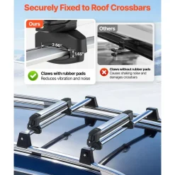 VEVOR Ski & Snowboard Roof Rack, Carry up to 4 Pairs of Skis or 2 Snowboards, 2 PCS Aluminum Universal Car Roof Rack Top Holder with Lock & Rubber Padding, Carrier for Fishing Rod, Fit Most Crossbars