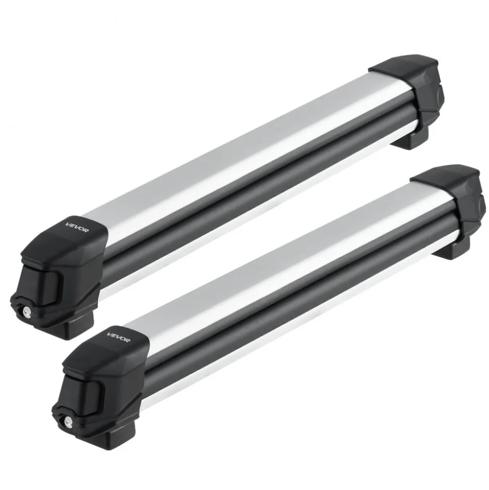 VEVOR Ski & Snowboard Roof Rack, Carry up to 6 Pairs of Skis or 4 Snowboards, 2 PCS Aluminum Universal Car Roof Rack with Lock & Rubber Padding, Carrier for Fishing Rod, Fit Most Slotted Crossbars
