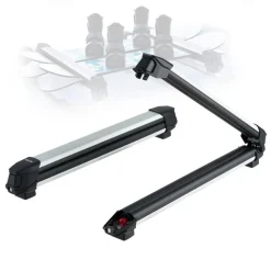 VEVOR Ski & Snowboard Roof Rack, Carry up to 6 Pairs of Skis or 4 Snowboards, 2 PCS Aluminum Universal Car Roof Rack with Lock & Rubber Padding, Carrier for Fishing Rod, Fit Most Slotted Crossbars