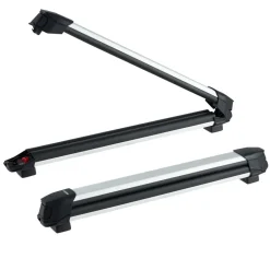 VEVOR Ski & Snowboard Roof Rack, Carry up to 6 Pairs of Skis or 4 Snowboards, 2 PCS Aluminum Universal Car Roof Rack with Lock & Rubber Padding, Carrier for Fishing Rod, Fit Most Slotted Crossbars