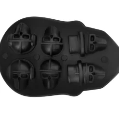 VEVOR Skull Ice Cube Tray, 4-Grid Skull Ice Ball Maker, Flexible Black Silicone Ice Tray with Lid & Funnel, Funny Skull Ice Cubes 1.6"x1.8" Each for Beverage, Chocolate, etc. on Parties & Holidays